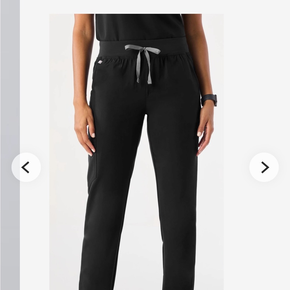 Figs Black Jogger Pants with Gray Drawstring